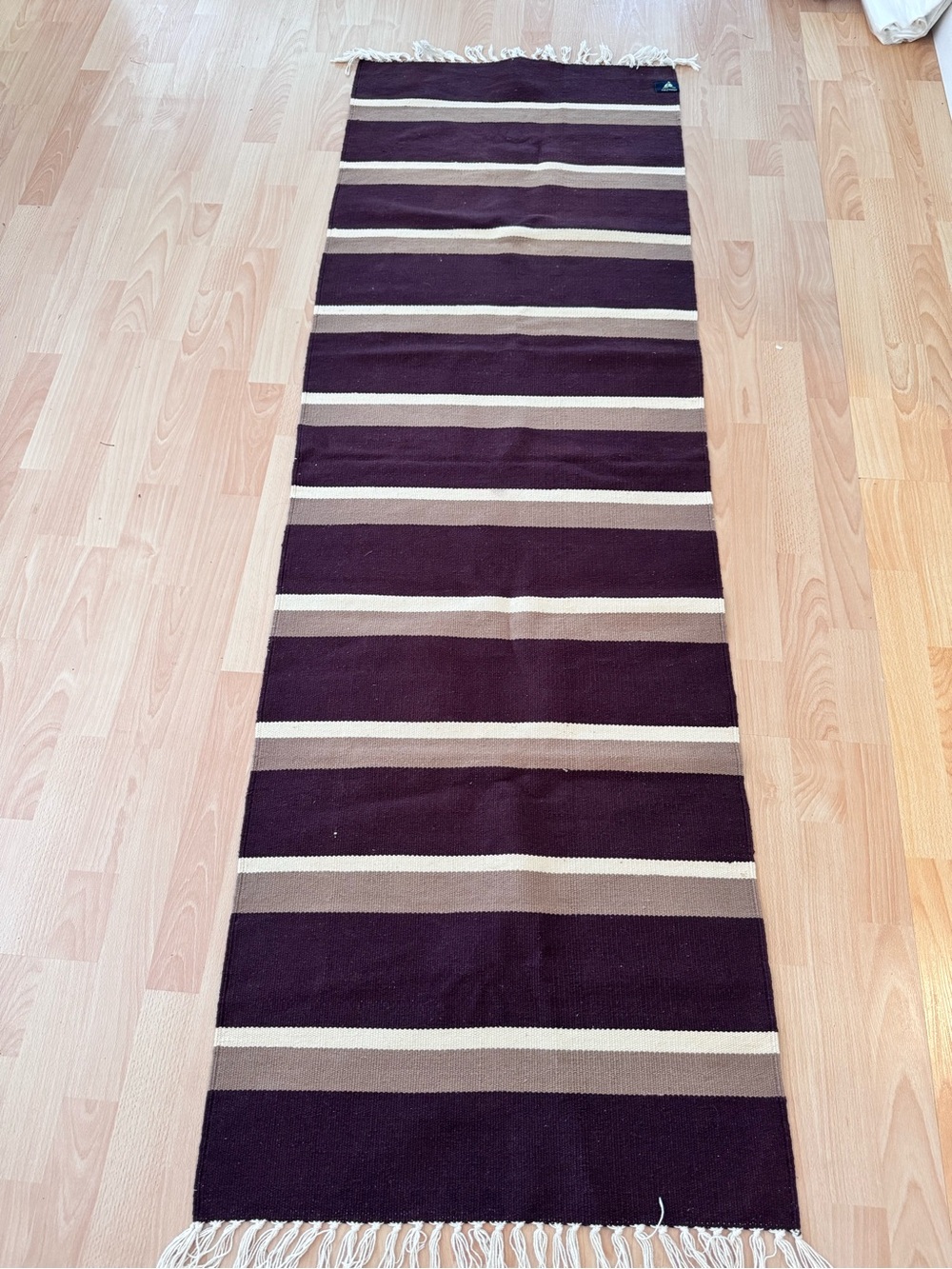 Halfmoon Striped Purple and Cream practice yoga rug